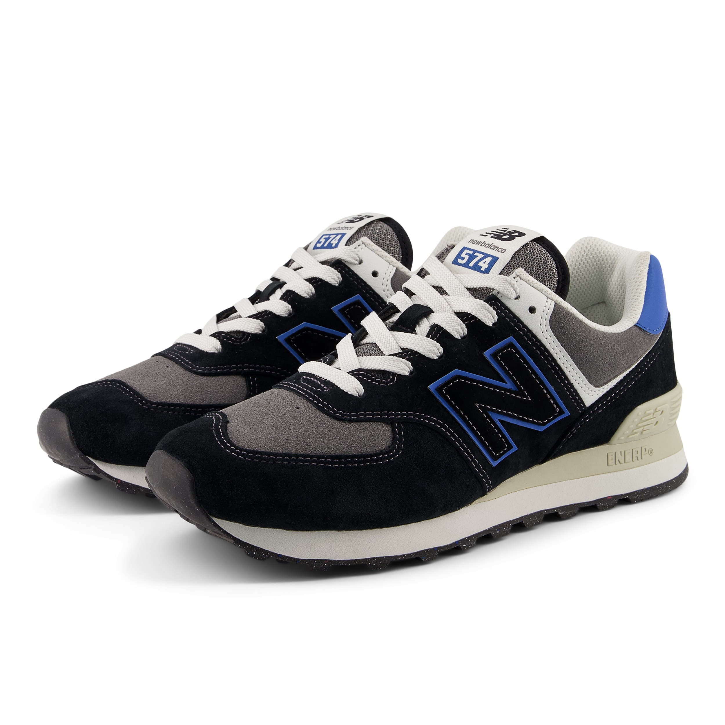 Sneaker NEW BALANCE "574", Gr. 45, bunt (schwarz, blau a), Synthetik, Textil, Schuhe