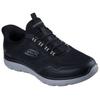 Slip-On Sneaker SKECHERS "SUMMITS", Herren, Gr. 47,5, schwarz (schwarz, grau), Textil, casual, Schuhe, Freizeitschuh, Schnürschuh mit Memory Foam