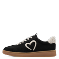 Plateausneaker MARCO TOZZI BY GMK, Damen, Gr. 42, schwarz, Lederimitat, Textil, unifarben mit Farbeinsatz, sportlich, Schuhe, Freizeitschuh, Halbschuh, Schnürschuh mit Plüsch-Details