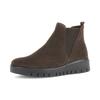 Chelseaboots GABOR "DAVOS", Damen, Gr. 44, braun (dunkelbraun), Veloursleder, Elastischer Einsatz, unifarben, Basic, Schuhe, Keilboots, Ankleboots in Komfortweite H (= sehr weit)