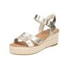 Keilsandalette TOMS "TOMS Sandalen Leder", Damen, Gr. 41, gold, Leder, casual, Schuhe