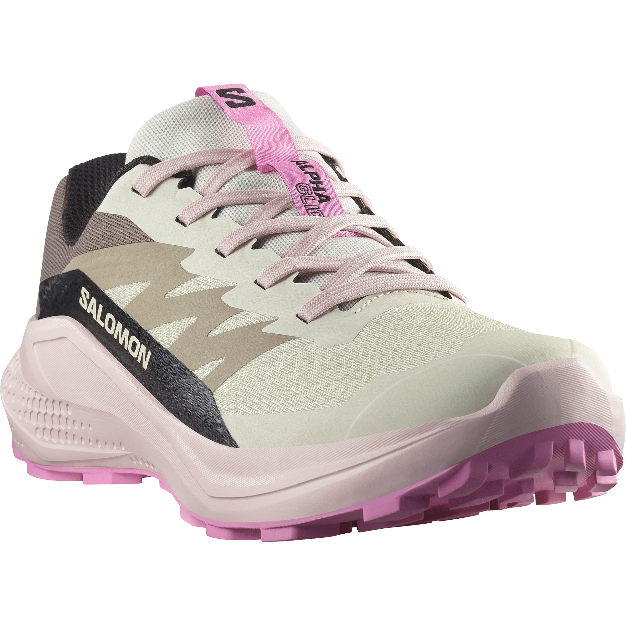 Laufschuh SALOMON "ALPHAGLIDE W", Damen, Gr. 40,5, vanilla ice, fairy tale, cyclamen, Synthetik, Textil, Schuhe Laufschuh