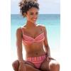 Bügel-Bikini LASCANA, Damen, Gr. 44, Cup C, orange (orange gestreift), Polyamid, strukturiert, Glanzfaden, gestreift, Bikini-Sets, mit goldfarbenen Glitzerstreifen
