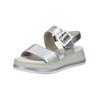 Riemchensandale GABOR COMFORT "Gabor Comfort Sandalen Leder", Damen, Gr. 39, silber, Leder, casual, Schuhe