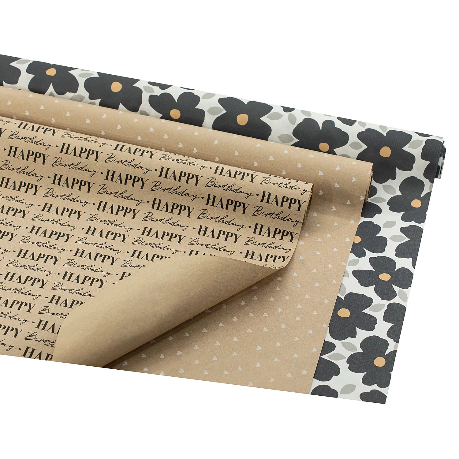 Lot de papier cadeau "anniversaire", en papier kraft recyclé