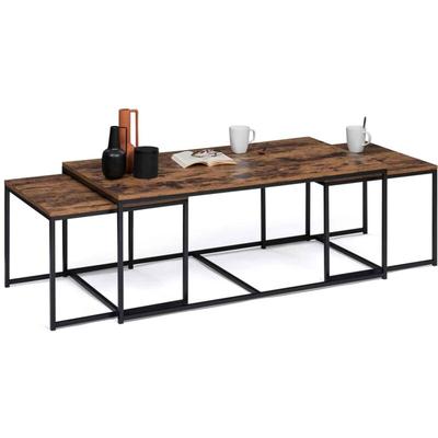 Idmarket - Set aus 3 Auszieh-Couchtischen dayton 113 cm Antik-Effekt Industriedesign Image