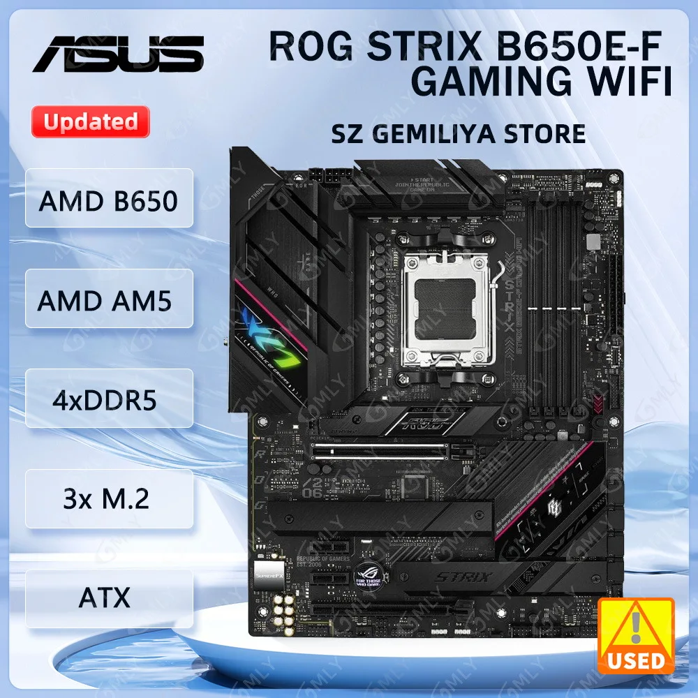 ASUS ROG STRIX B650E-F GAMING WIFI AMD B650 AM5 Motherboard DDR5 192 GB M.2 ATX unterstützt Ryzen 5 9600X Ryzen 5 8500G Ryzen 9 7900 Image