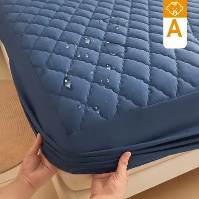 3Pcs/Set Waterproof Thickened Mattress Cover Protector, Quilted Mattress Topper Pad , Elastic Band Fitted Sheet,With Pillowcases