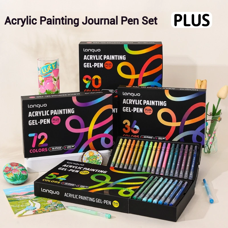 Languo Kunstmarker für Acrylmalerei, große Kapazität, Plus-Version, 90-Farben-Set zum Skizzieren, Zeichnen, Kunstbedarf, Schreibwaren, Geschenk Image