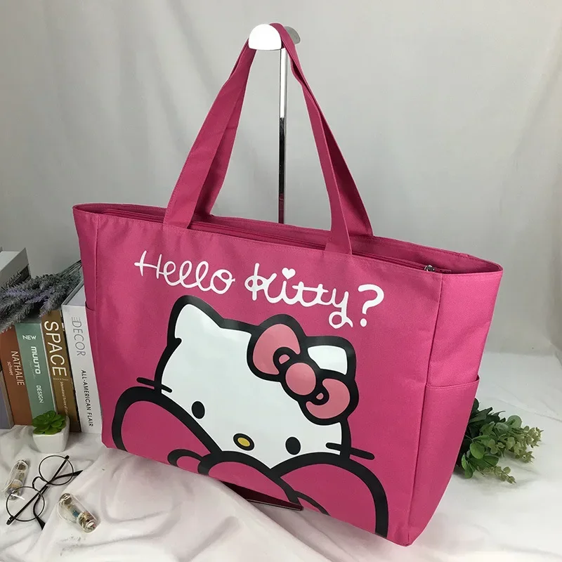 Sanrio große Canvas-Tasche, Hello Kitty Umhängetasche, faltbar, super große Kapazität, Handtasche, Einkaufstasche, Aufbewahrungstasche