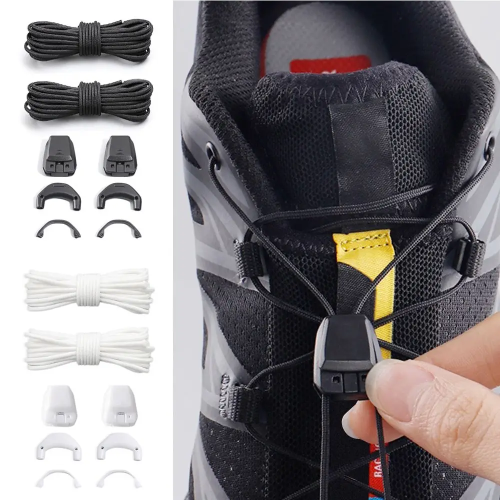 Quick Lace Kit No Tie Runde Tennisschnürsenkel ohne Krawatten Erwachsene Kinder Hochwertige Laufsneaker Schnürsenkel für Salomon Image