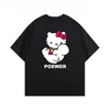 Fitness Muscle Hello Kitty bedrucktes Cartoon-Baumwoll-Kurzarm-T-Shirt für Damen, große Größe, lockeres und lässiges, vielseitiges Y2K-Shirt