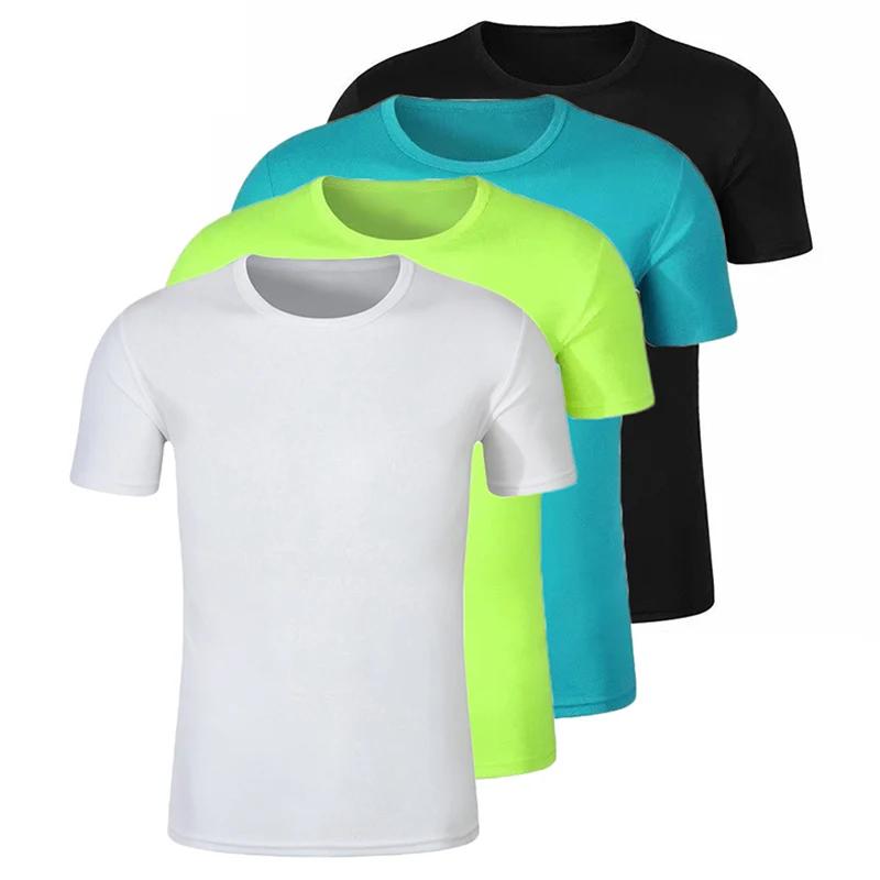 T-shirt da lavoro traspirante da uomo 4 pezzi T-shirt fitness ultraleggere ad asciugatura rapida T-shirt sportiva a maniche corte T-shirt sportiva estiva O-Collo