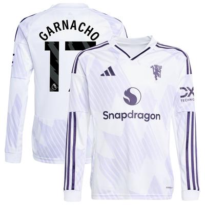 Manchester United adidas Auswärtstrikot 2025-26 – Kinder – Langarm mit Aufdruck Garnacho 17 Image
