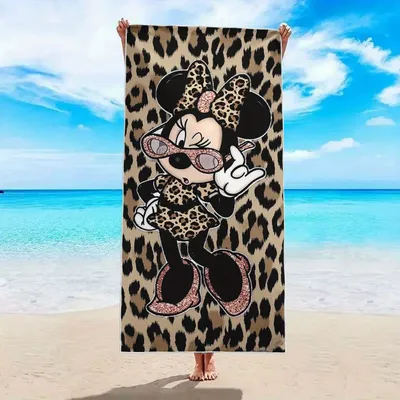 Minnie Mouse Leopard Print Beach Towel: Stylish and Fun for Your Beach Days! Suitable for beach towels, towels, bath towels