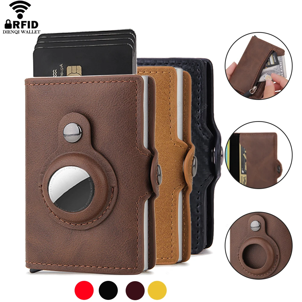 Portafoglio Airtag Porta carte di credito Rfid Porta carte di credito di lusso da uomo e da donna Porta carte di credito Portafoglio Porta soldi per Apple Air Tag Tracker