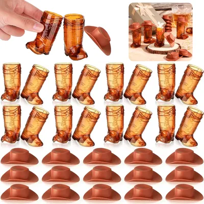 20PCS Mini Cowboy Boot Shot Glass Cowgirl Party Supplies Western Mugs for Cowboy Cowgirl Decorations Bachelorette Party Supplies
