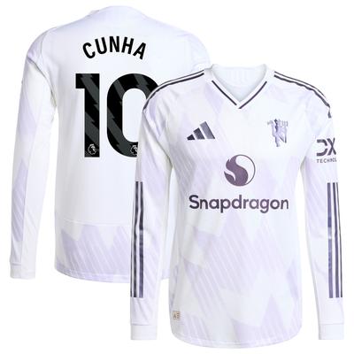 Manchester United adidas 2025-26 Authentic Auswärtstrikot - Langarm mit Aufdruck Cunha 10 Image