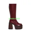 Lady Pu Red Plateau Knie Blockabsatz Kniestiefel Vintage Red Punk Schuhe Größe 34-46 Plateau Retro Neu Kommen Stiefel im Y2K-Stil