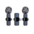 Microfono lavalier wireless 2 in 1 per smartphone, fotocamera, laptop/PC, microfono wireless plug-play per registrazione video/audio,