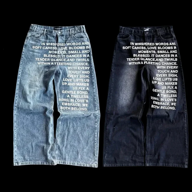 Y2K Neue Mode Retro Buchstaben Gewaschen Übergroße Jeans männer und frauen Harajuku Hip Hop Gothic Casual Joker High Street hosen Image