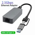 Adattatore Ethernet USB tipo c da 2500 Mbps Scheda di rete USB 3.0 da 2,5 G Adattatore Internet Thunderbolt 3 Lan per PC portatile Windows Mac OS