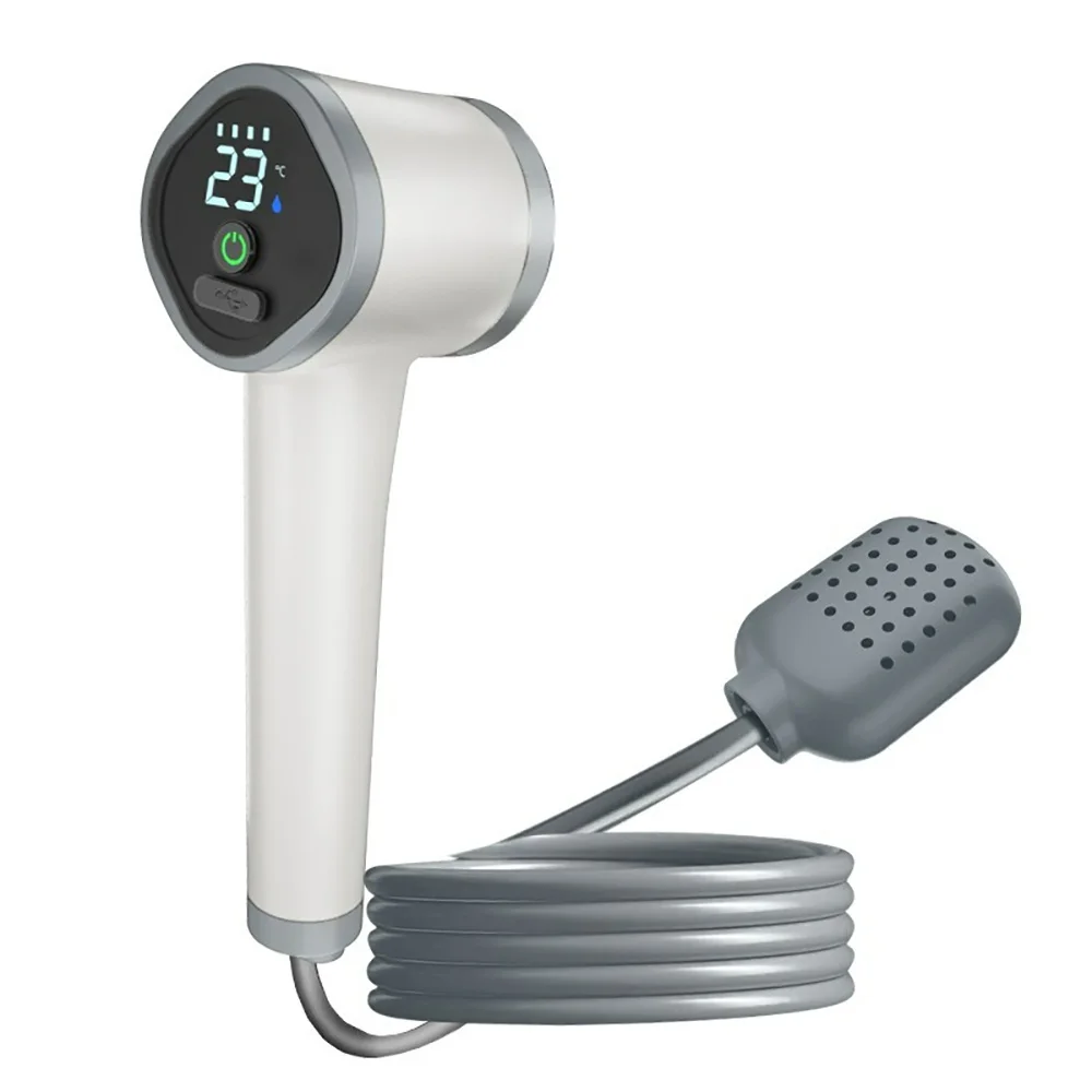 Kompressorgeladene, batteriebetriebene Außendusche, 2000 mAh, kabelloser elektrischer Duschkopf mit integriertem Motor für Camping- und Gartengebrauch Image