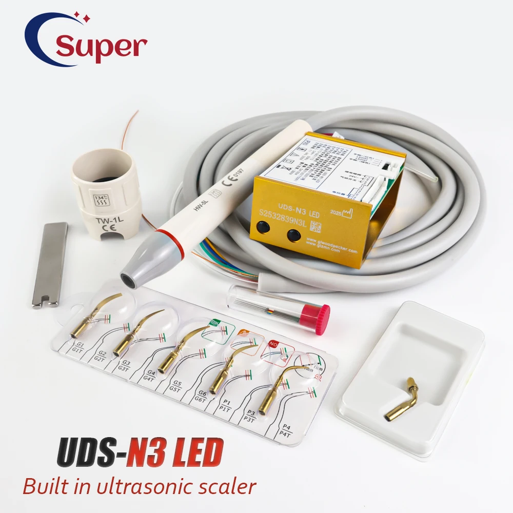 Dental Eingebauter Ultraschall-Scaler HW-5L N3LED mit Licht Woodpecker Scaling Tips für Zahnmedizin Zahnreinigung Whitening Tools Image