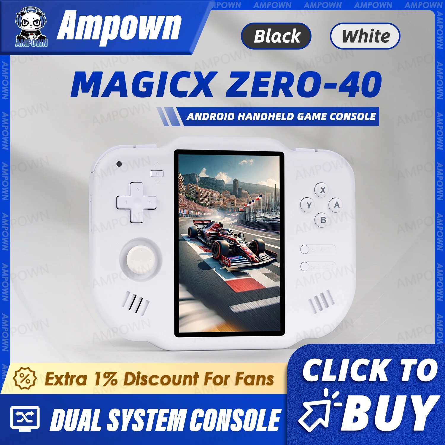 AMPOWN ZERO 40 Handheld-Spielekonsole 4'' IPS Multi-Touchscreen Android A133P Magicx Zero40 WiFi-Unterstützung Vibrationsmotor für NDS Image