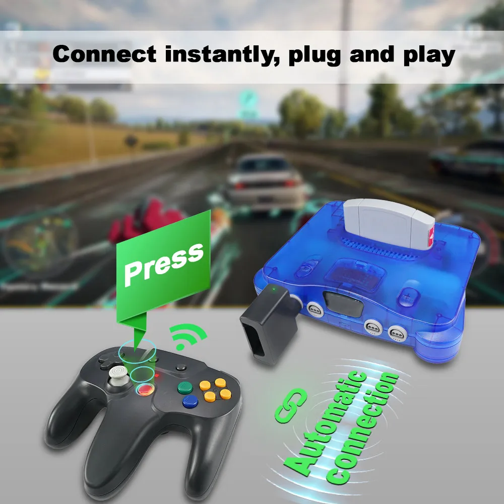 2,4 GHz Wireless Controller für N64 Gamepad für N64 Konsole Eingebauter Vibrationsmotor und Turbofunktion N64 Joystick Image
