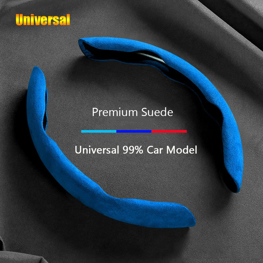 Wildleder Universal 38CM Auto Lenkrad Booster Abdeckung rutschfeste Auto Innen Lenkung Schutz Dekoration Zubehör-Braun Image