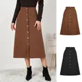 Elegante gonna lunga in velluto a coste Moda donna Abiti autunnali e invernali Faldas Gonne maxi a vita alta vintage Casual Streetwear
