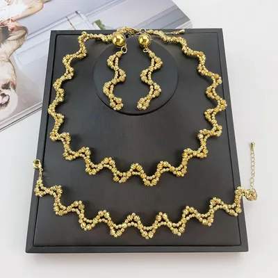 EMMA Fashion Dubai Gold Plated Beads Necklaces Earrings Rings Fine Jewelry Sets For Women Wedding Party Jewelry Gifts FHK21371
