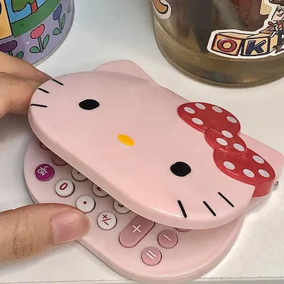 Hello Kitty Calculator Portable Foldable Vanity Mirror Cute Cartoon Girl Kids Learning Calculator Stationery School Supplie Gift
