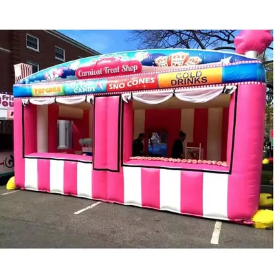 New Pink Inflatable Concession Stand Portable Carnival Inflatable Treat Shop Tent Stand Booth Candy Popcorn Store For Advertisin
