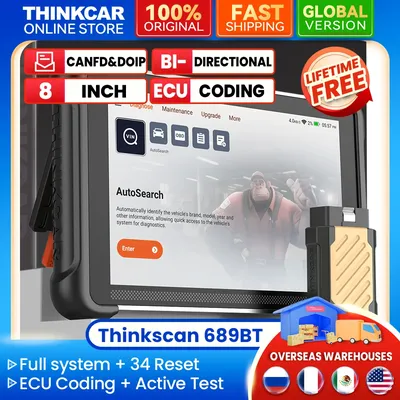 THINKCAR THINKSCAN 689BT OBD2 diagnostic scanner tools full system 34 reset ECU Coding BI-Directional lifetime free CANFD&DoiP