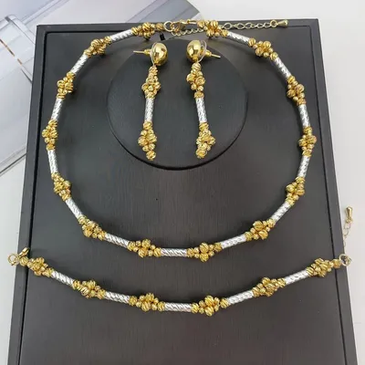 EMMA Fashion Dubai Gold Plated Beads Necklaces Earrings Rings Fine Jewelry Sets For Women Wedding Party Jewelry Gifts FHK21385
