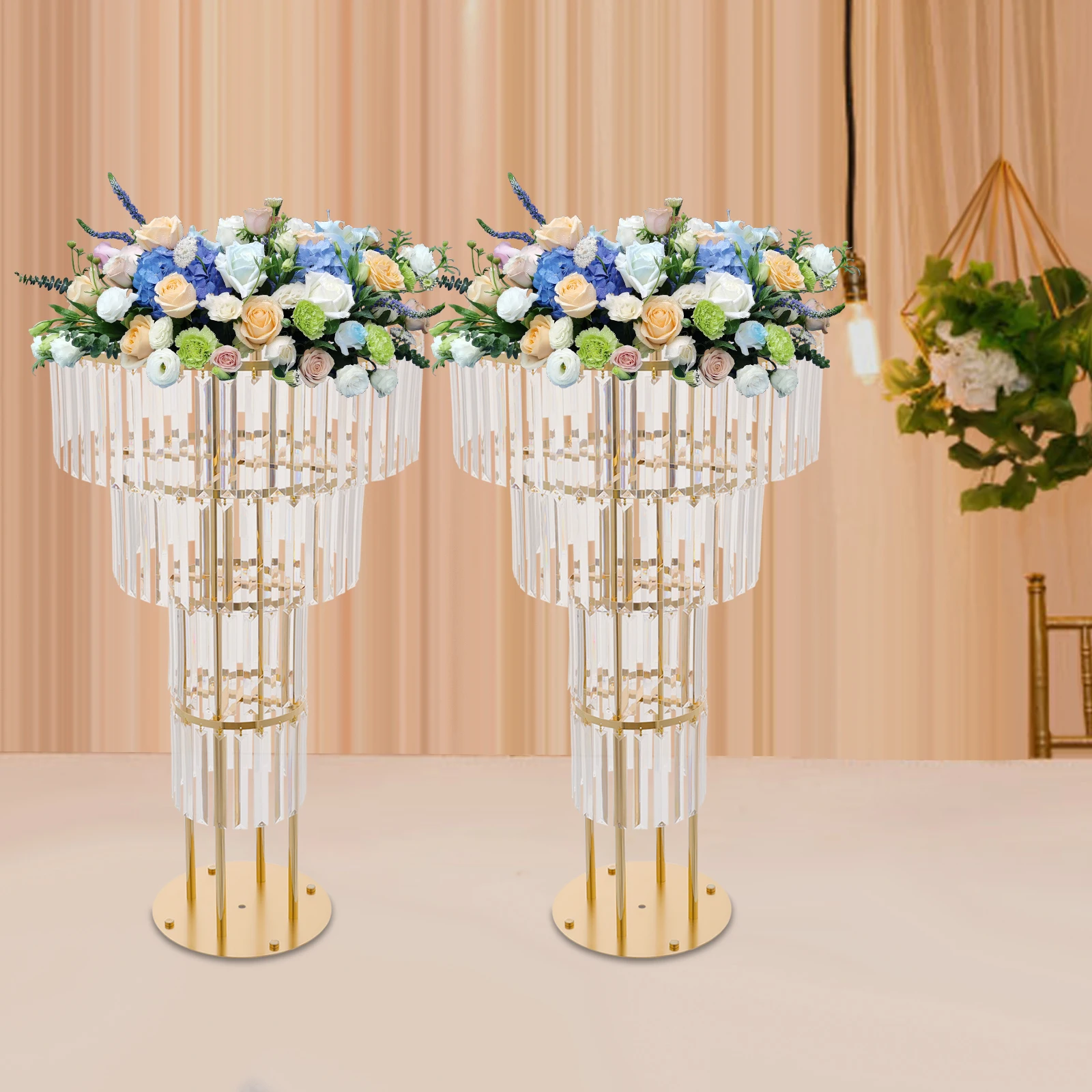 Wedding Flower Stand 1PC/2PCS Flower Holders 5 Tier/4-tier Wedding Flower Stand Crystal Flower Stand 2 Tier Metal Flower Stand