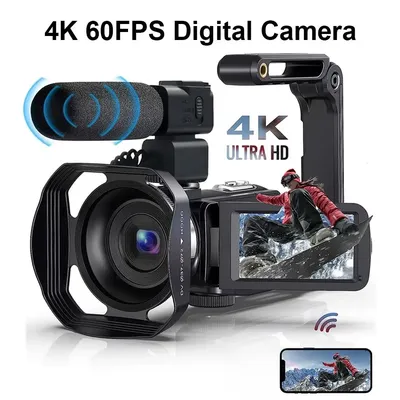 4K Digital Photography Camera 48MP Compact Vlogging Camera 3 inch Rotatable Touch Screen Handheld DV 270° Flip Screen with Flash