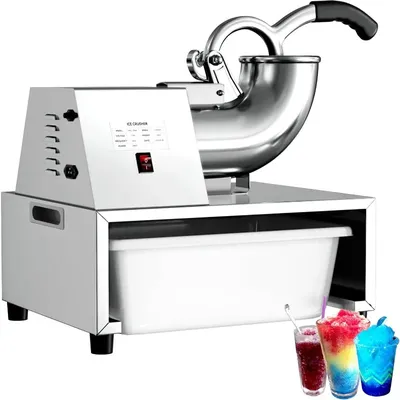 Snow Cone Machine Shaved Ice, 500LB/H Commercial Ice Crusher Shaved Ice Machine Fluffy, 300W Industrial Commercial Big Ice Shavi