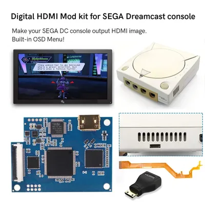 Hispeedido SEGA DC Digital HDMI MOD Kit Digital to Digital 1080P HDMI TV Adapter For SEGA Dreamcast Console