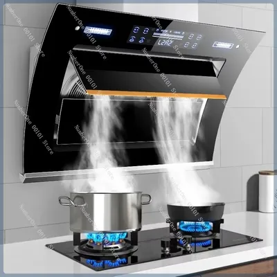 Large Suction Range Hood with Double Motor and Self-Cleaning Function for Household Kitchens and Small Rentals