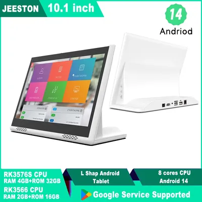 10.1 Inch 8-core Android 14 Desktop POS 4G+32G Restaurant POS Loyverse Supported L Shape Menu Tablet Customer Self-service Kiosk