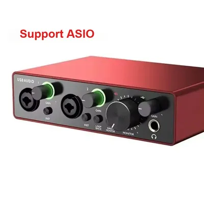 Audio interface studio professional sound card digital portable 48V microphone recording sound interface 2 channel