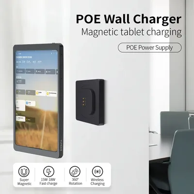 EMONITA POE Wall Mount for iPad Mini 6th Gen/A17 Pro (2025) – Wireless Charging Holder with 8.3-Inch Case Support, Stable Mount