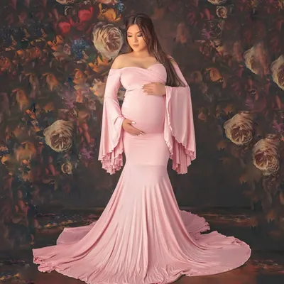 New Mercerized cotton Maternity Photography Props Long Dress Cute Pregnancy Dresses Elegence Pregnant Women Red For Photo Shoot