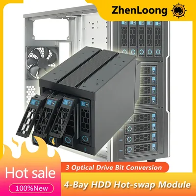 ZhenLoong 4 Bay Hot Swap Hard Drive Disk Cage Module 3.5-inch SATA SSD HDD Data Storage For 3 x 5.25-inch Optical Drive Position