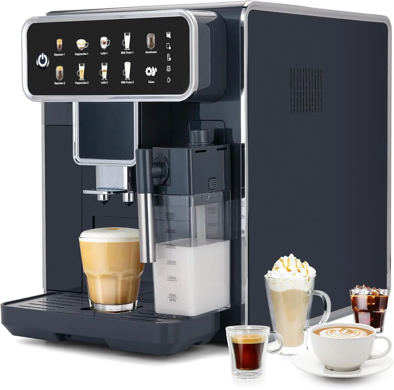 Fully Automatic Coffee Maker with Built-in 3-Level Grinder Expresso/Cappuccino/Latte/Americano Coffee Machines with Self-Cleanin
