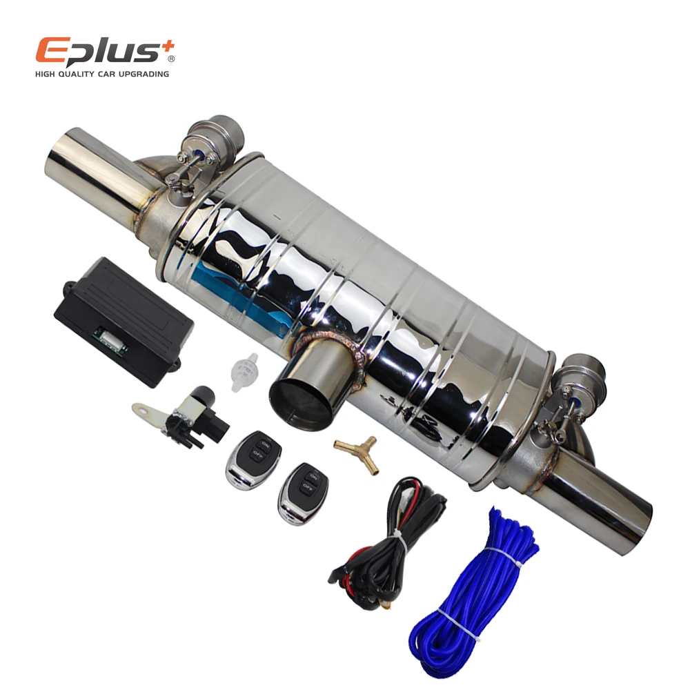 T Shape One In Two Out Car Exhaust Pipe Vacuum Pump Variable Valve Mufflers Remote Control Stainless Steel Universal