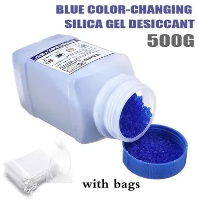 500g Waterproof Moisture Absorber with Packaging Bule Orange Reusable Silica Gel Beads Desiccant Moisture Absorber Dehumidifier
